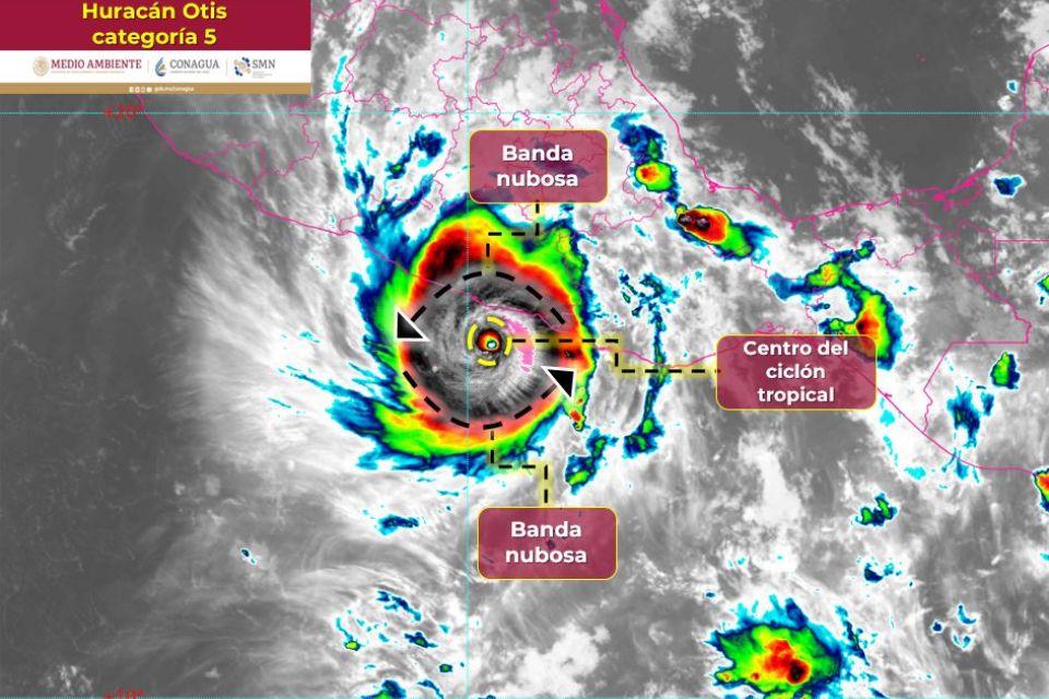 ¡#UnMonstruo! 🌀 Huracán Otis alcanza categoría 5 cerca de su impacto en México