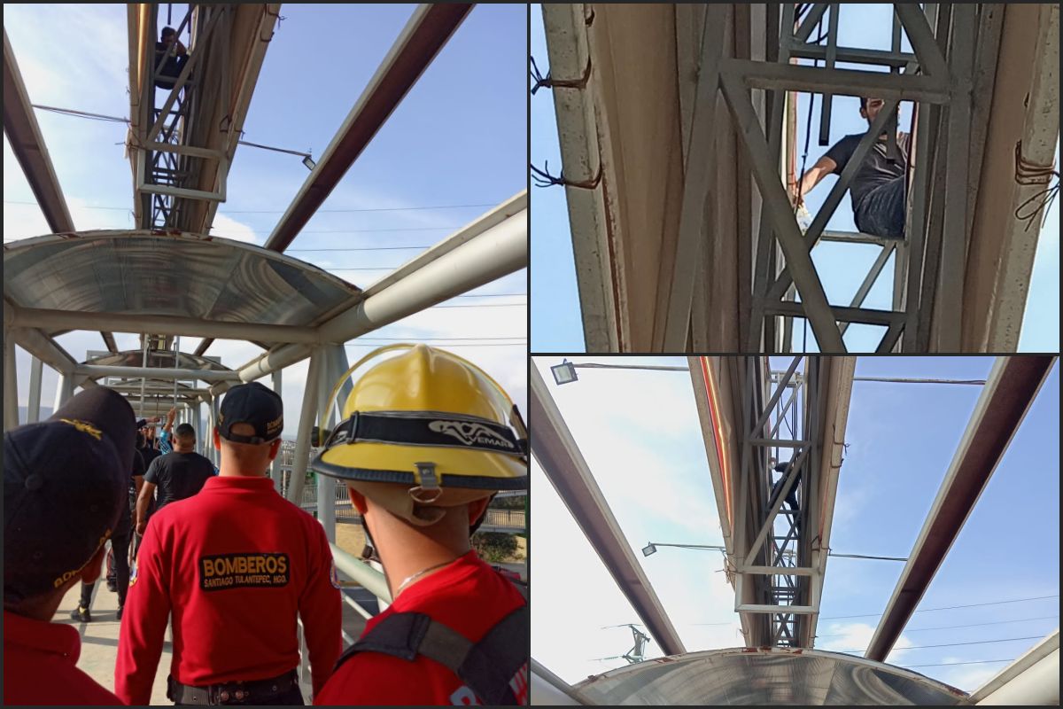 Hombre intenta quitarse la vida desde lo alto de un espectacular en Tulancingo