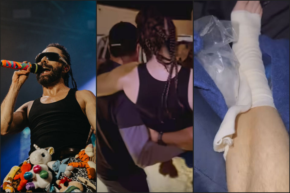 #Video 😮 Jay de la Cueva se lastima durante presentación de Moderatto en la Feria de Pachuca