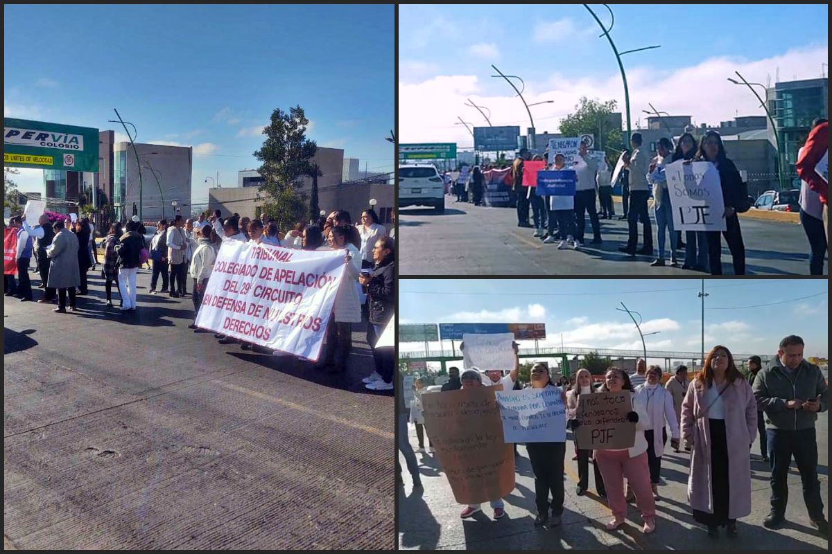#Ojo ⚠ Manifestantes del Poder Judicial Federal bloquean bulevar Colosio de Pachuca