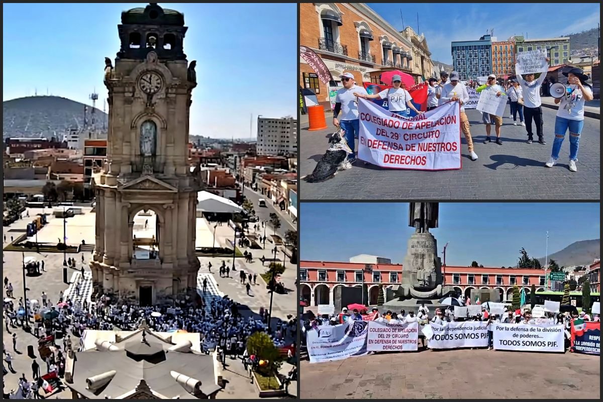 Manifestantes del Poder Judicial federal y agregados marchan este domingo en Pachuca