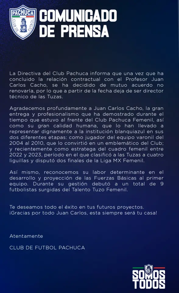 Le dieron las "gracias": Juan Carlos Cacho deja la dirección técnica de las Tuzas 6 Le dieron las "gracias": Juan Carlos Cacho deja la dirección técnica de las Tuzas