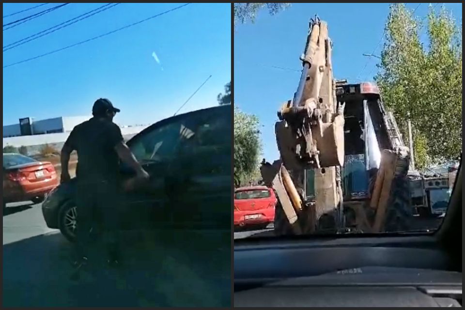 #Video: Agresivo operador de maquinaria ataca a conductor en bulevar de Pachuca
