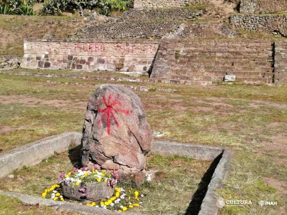 ¡Atentado al patrimonio cultural! Tras protesta, vandalizan importante zona arqueológica de Hidalgo