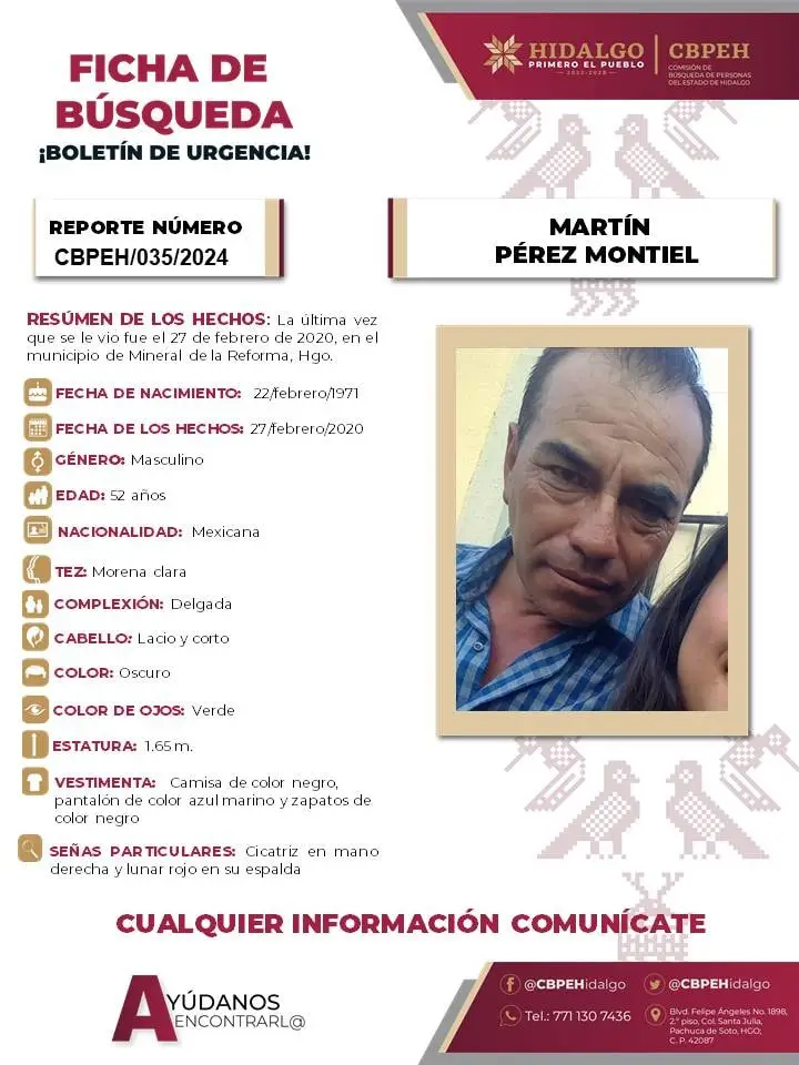 Autoridades piden ayuda para encontrar a Martín Pérez, desaparecido hace 4 años en Mineral de la Reforma