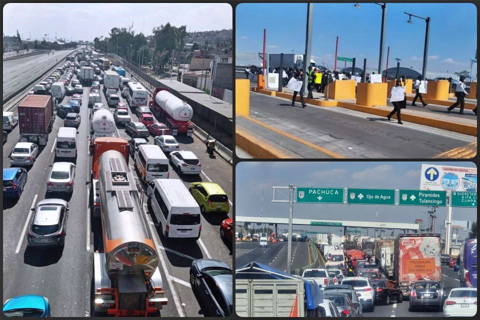 Colapsa la México-Pachuca por manifestación: cadetes de la policía bloquean caseta