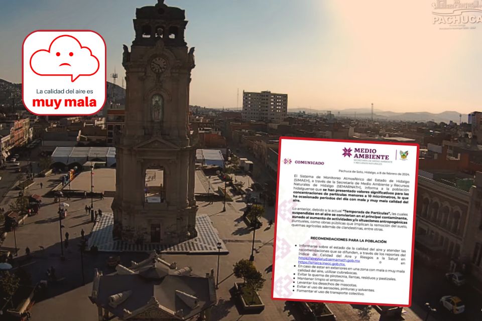 Emiten alerta por alta contaminación atmosférica en Pachuca; estas son las recomendaciones