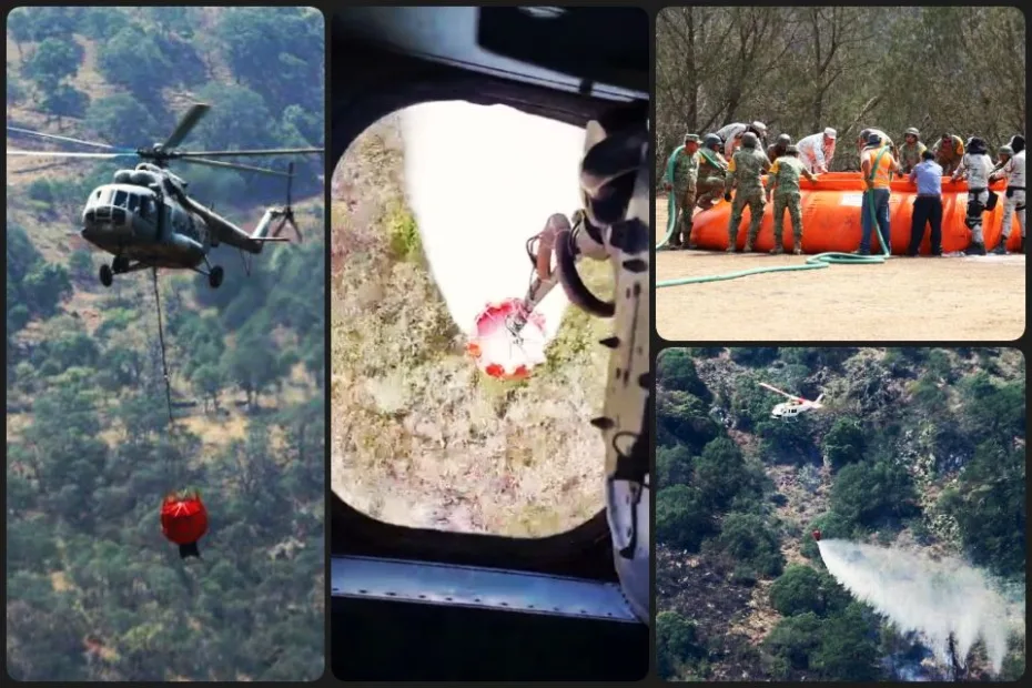 #Video: Así combaten vía aérea uno de los incendios forestales que azotan a Hidalgo