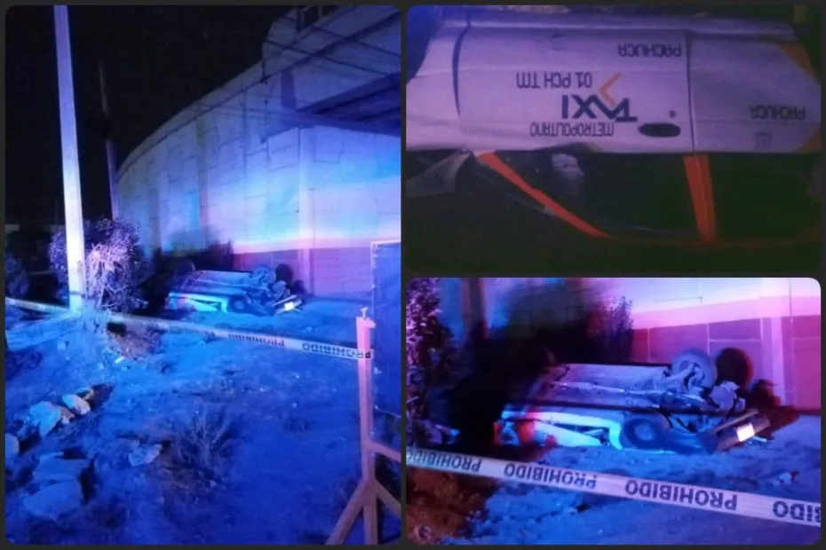 Conductora de taxi pierde la vida tras caer su vehículo de un puente en Pachuca