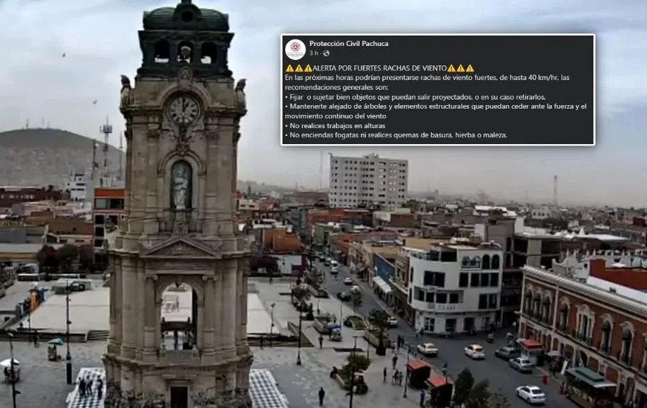 ¡Ojo! Protección Civil alerta por fuertes rachas de viento en Pachuca para este sábado