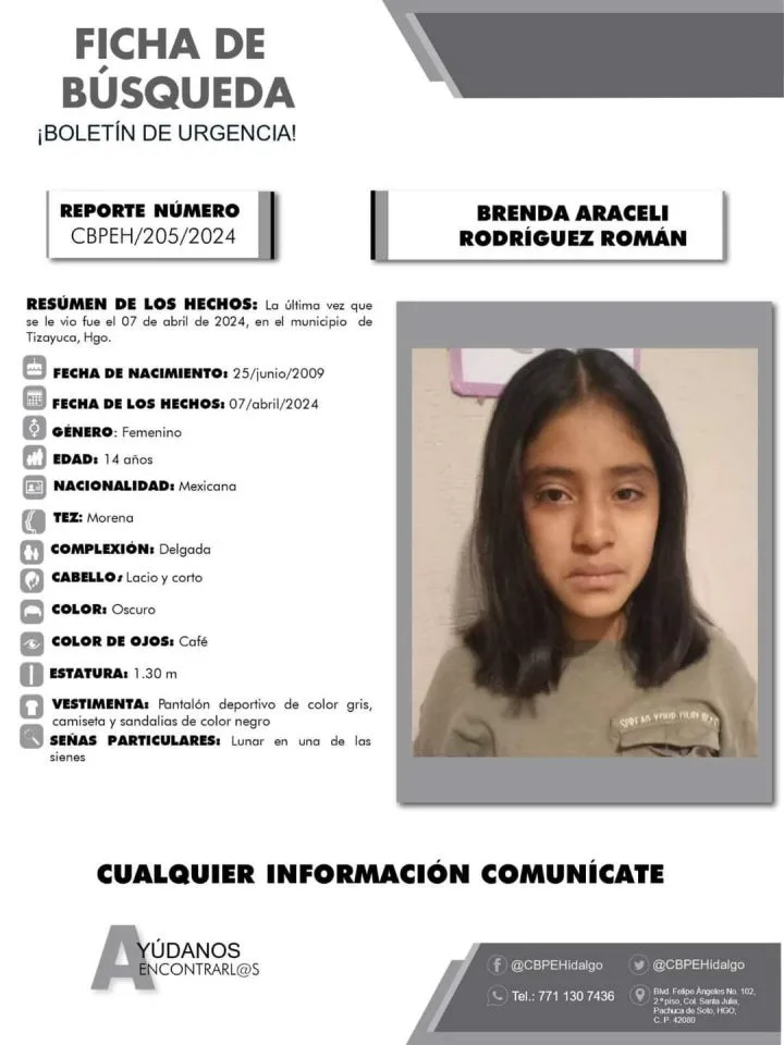 Tiene 14 años de edad y desapareció en Tizayuca; piden ayuda para encontrarla