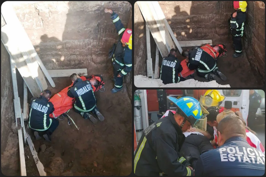 Pareja de la tercera edad cae en excavación de cisterna en colonia de Pachuca; Bomberos acuden en su auxilio