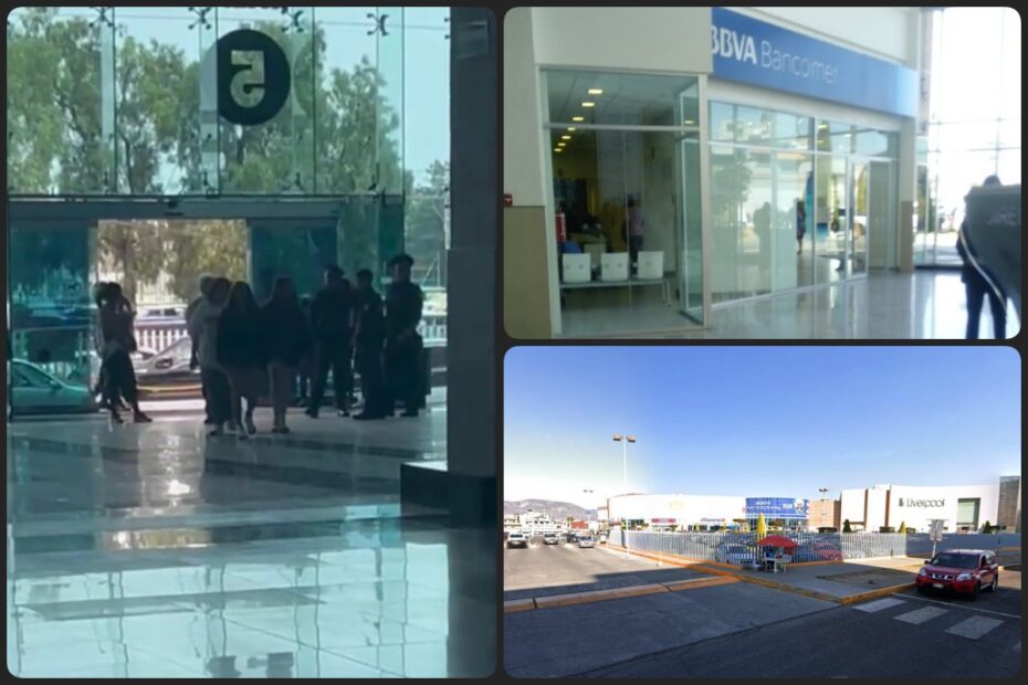 Fuerte movilización en Galerías Pachuca por cuantioso atraco a cuentahabiente
