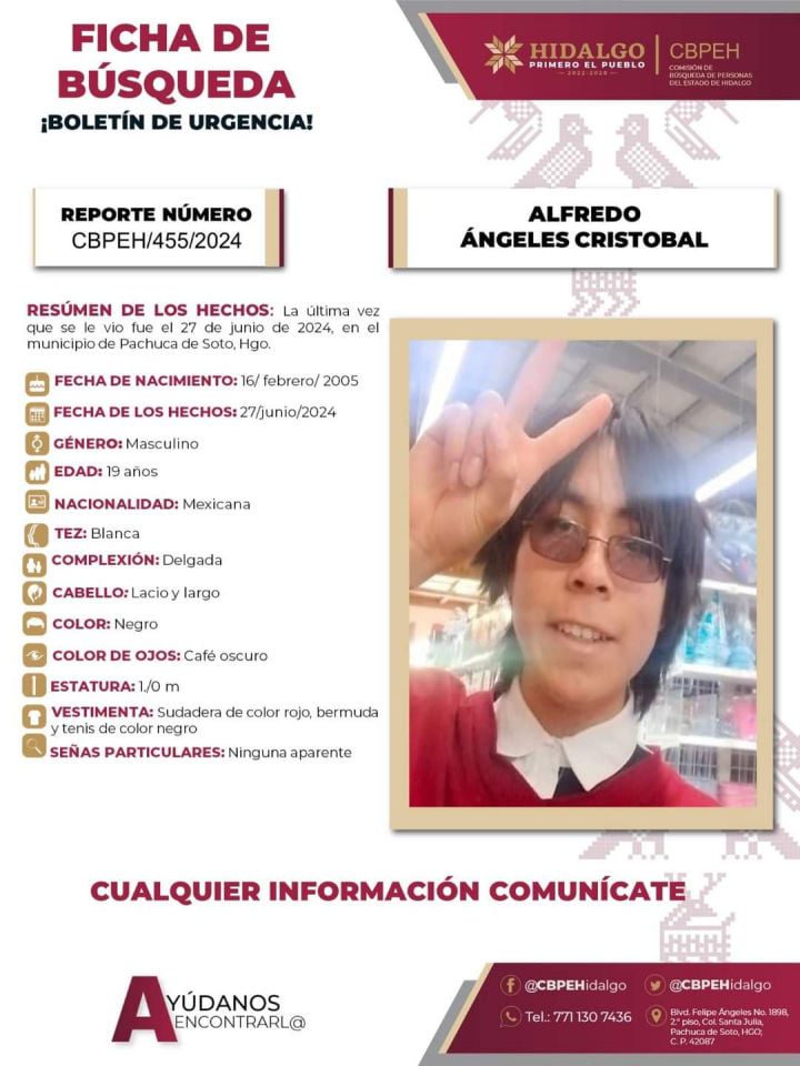 Alfredo desapareció en Pachuca; piden ayuda para localizarlo