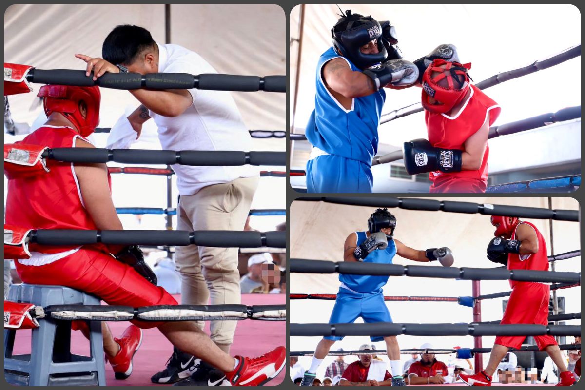 ¡Se dieron con todo! Volaron golpes en el Cereso de Pachuca... en torneo de box