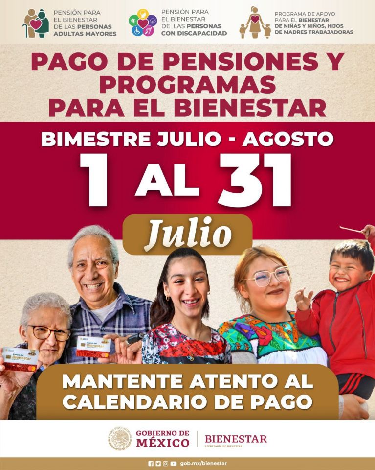 Confirman fechas para el pago de 6 mil pesos de la Pensión Bienestar