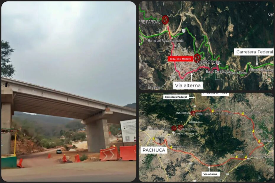 Anuncian cierres totales en la Pachuca - Huejutla por obras de la carretera Real del Monte - Huasca