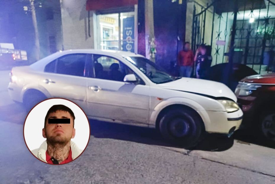Tras persecución que terminó en choque, atrapan a sujeto relacionado con 'cristalazos' a autos en Pachuca