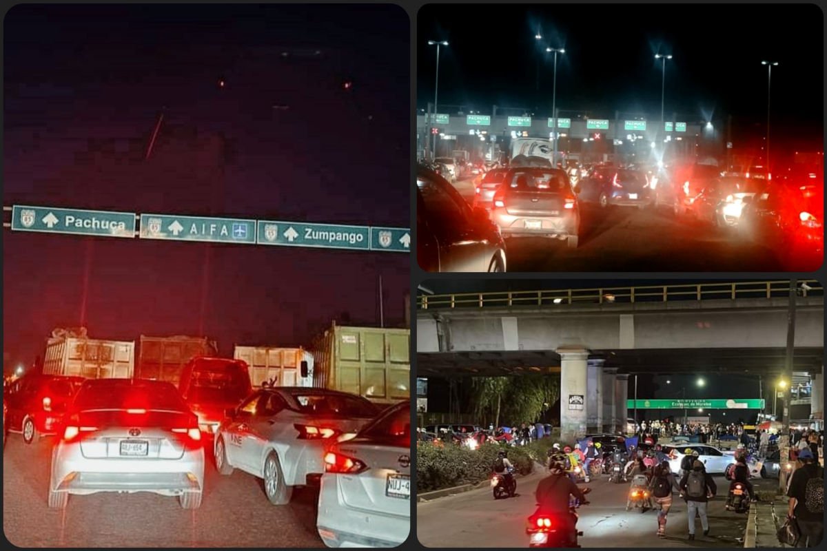 Reportan mega bloqueo en la autopista México-Pachuca y otras vialidades