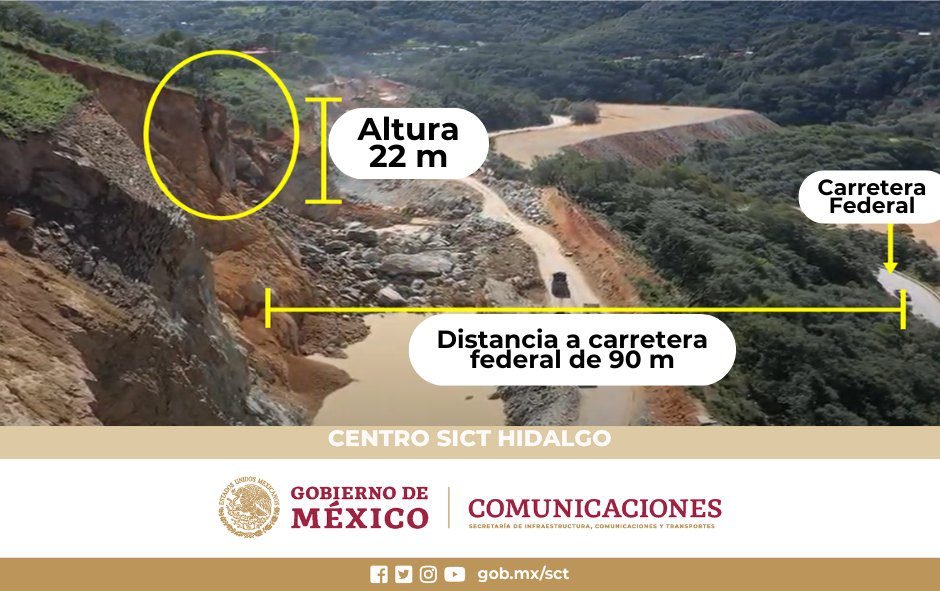 Autoridades confirman proceso de derrumbes en obras de la carretera Real del Monte - Huasca