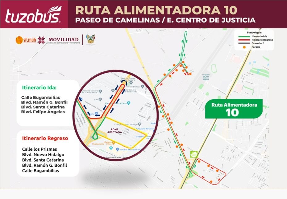 Anuncian desvío de estas cinco rutas alimentadoras del Tuzobús