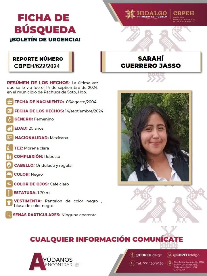 Sarahí desapareció en Pachuca; piden apoyo para localizarla