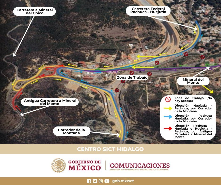 ¡Ojo! Hay cambio de vialidad por construcción de la carretera Real del Monte - Huasca