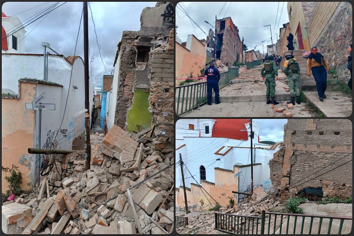 Colapsa la 'casa del vampiro', antigua construcción en el Centro Histórico de Pachuca