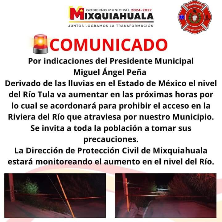 Alerta máxima en Tula-Tepeji y Valle del Mezquital por riesgo de desbordamientos; habilitan refugios temporales