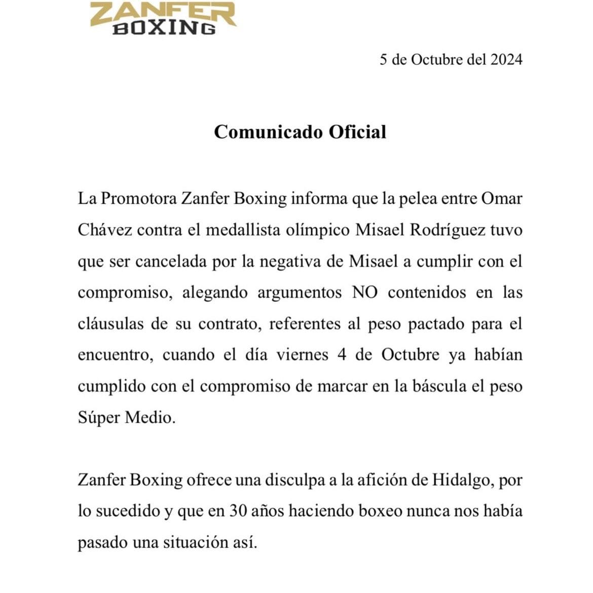 Función de box de la Feria de Pachuca: ¿por qué se canceló la pelea estelar entre Omar Chávez y Misael Rodríguez?