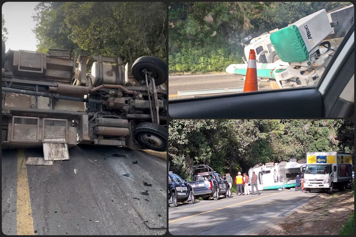 Enésimo accidente en Real del Monte; ahora, un camión vuelca en La Dificultad | VIDEO