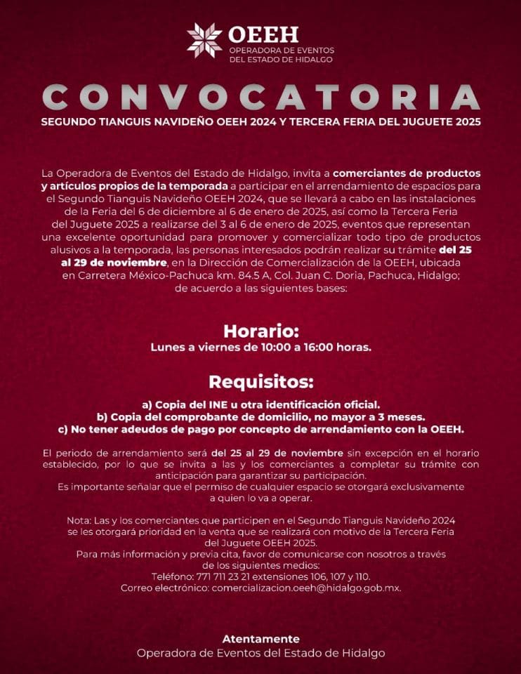 Habrá Tianguis Navideño y Feria del Juguete en el recinto ferial de Pachuca; ya está la convocatoria