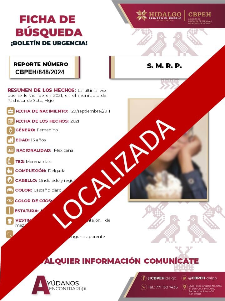 Scarlett tiene 13 años de edad y desapareció en Pachuca | LOCALIZADA
