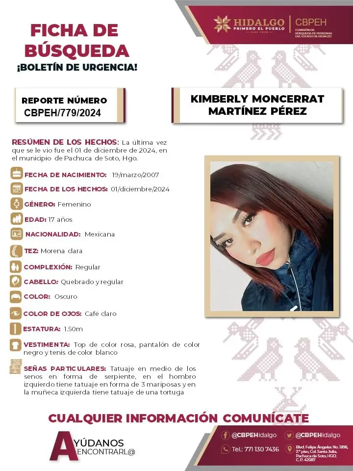 Desaparece joven de 17 años en Pachuca; piden ayuda para localizarla