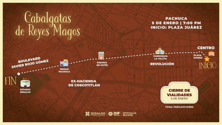 Cabalgata de Reyes en Pachuca: así será la ruta