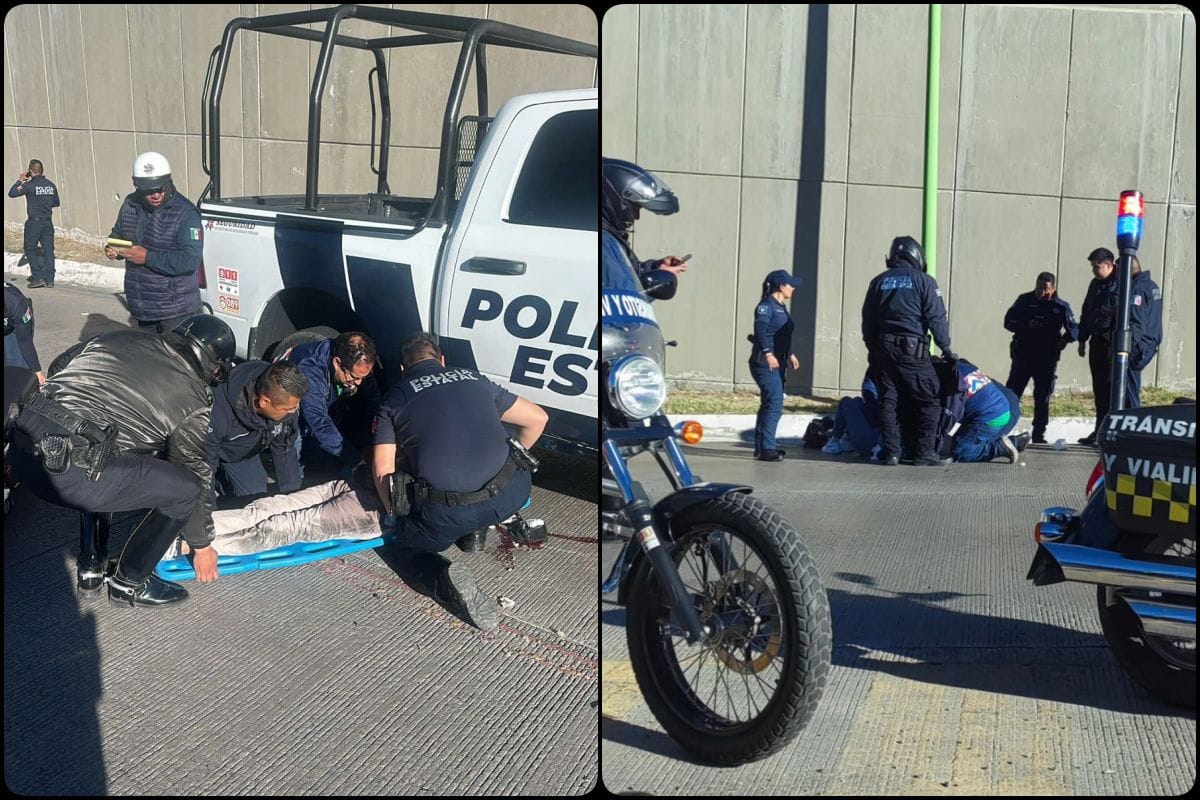 Accidente entre patrulla estatal y motocicleta en la Supervía Colosio deja a dos personas lesionadas
