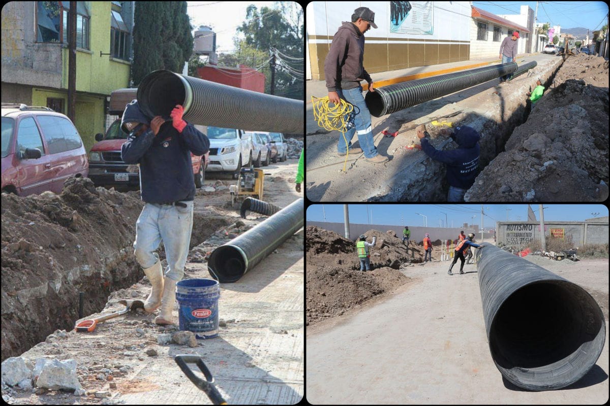 Continúan obras para mejorar el alcantarillado en la zona metropolitana de Pachuca