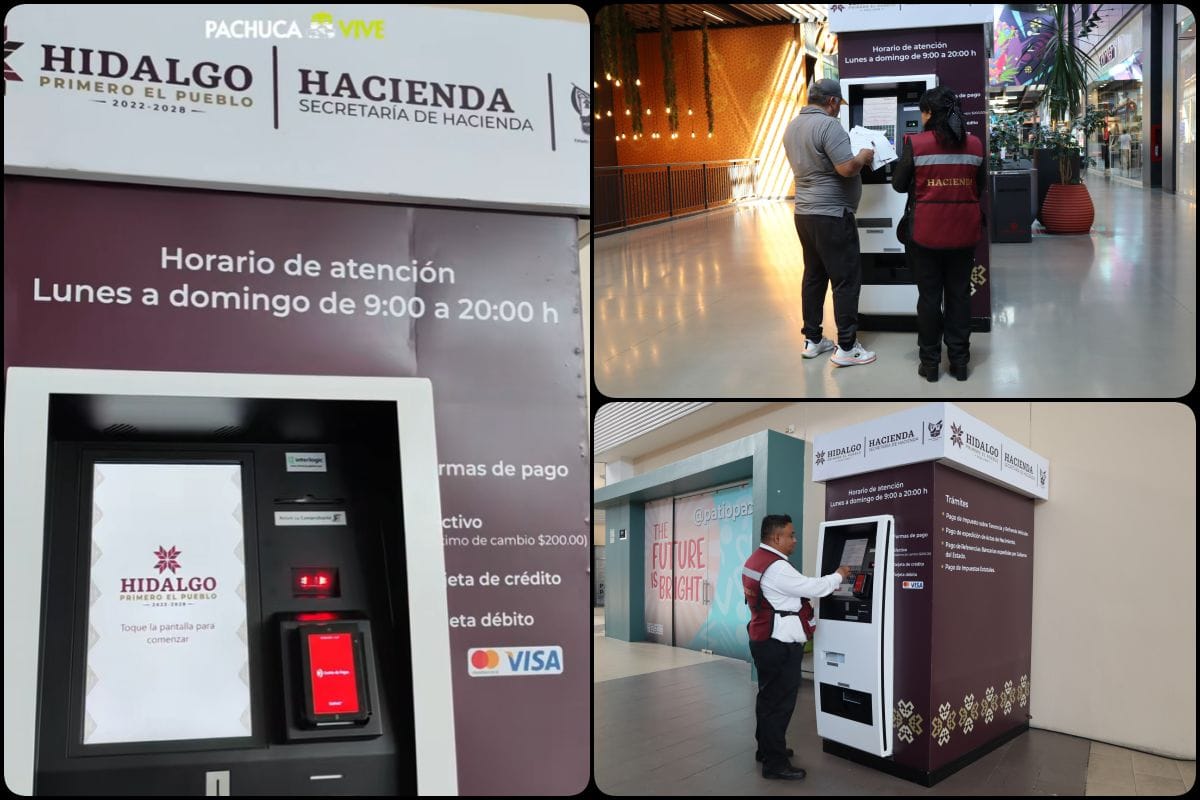 Así son los kioscos electrónicos instalados en plazas de Pachuca para pagos estatales y expedición de actas