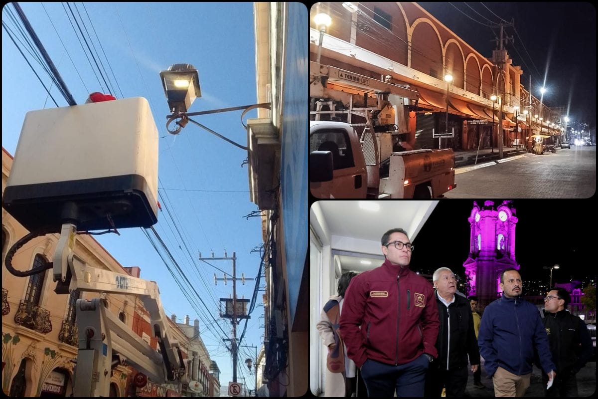 Renuevan luminarias con cambio de tecnología en el Centro Histórico de Pachuca