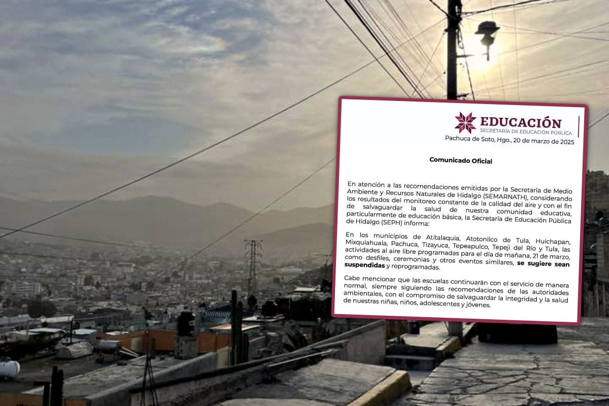 Pide la SEPH suspender actividades en escuelas de Pachuca y otros municipios por pésima calidad del aire