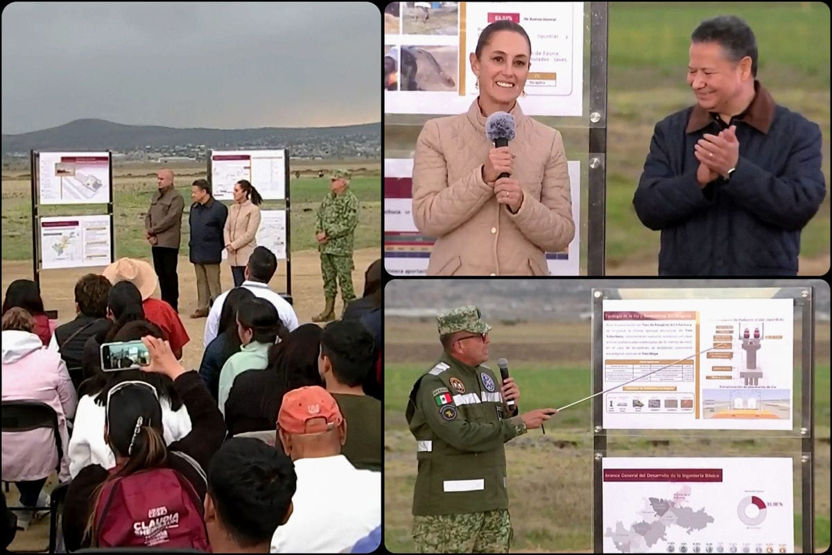 Claudia Sheinbaum y Julio Menchaca dan inicio en Téllez a las obras del tren México-Pachuca