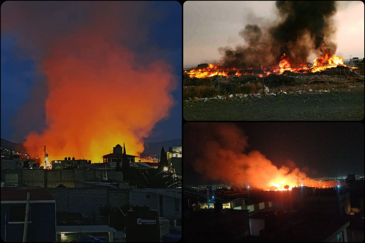 Fuerte incendio genera alarma en Pachuca; Protección Civil lucha para controlarlo