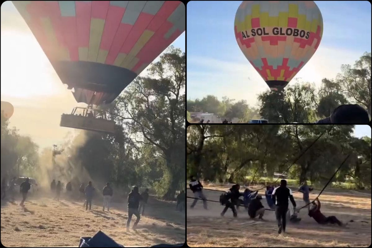 Globo aerostático se estrella contra un árbol en Teotihuacán (video)