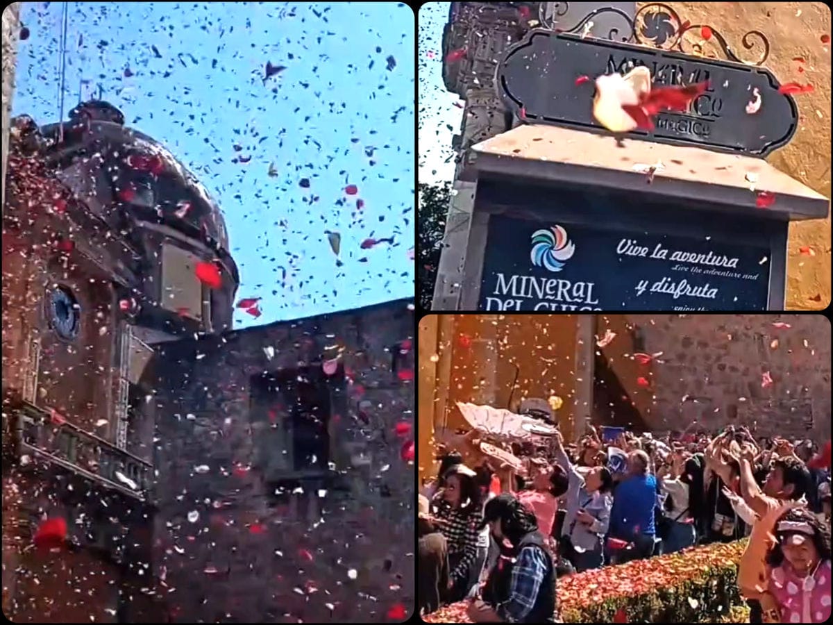 Lluvia de pétalos llena de color a Mineral del Chico; así se vivió la hermosa tradición de este Pueblo Mágico