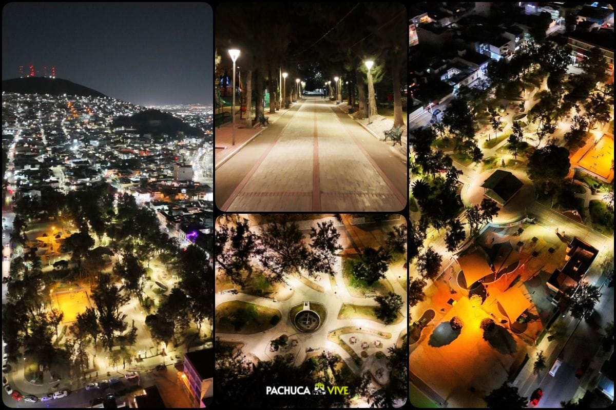 Rehabilitan el emblemático Parque Hidalgo de Pachuca; así luce de noche (video)