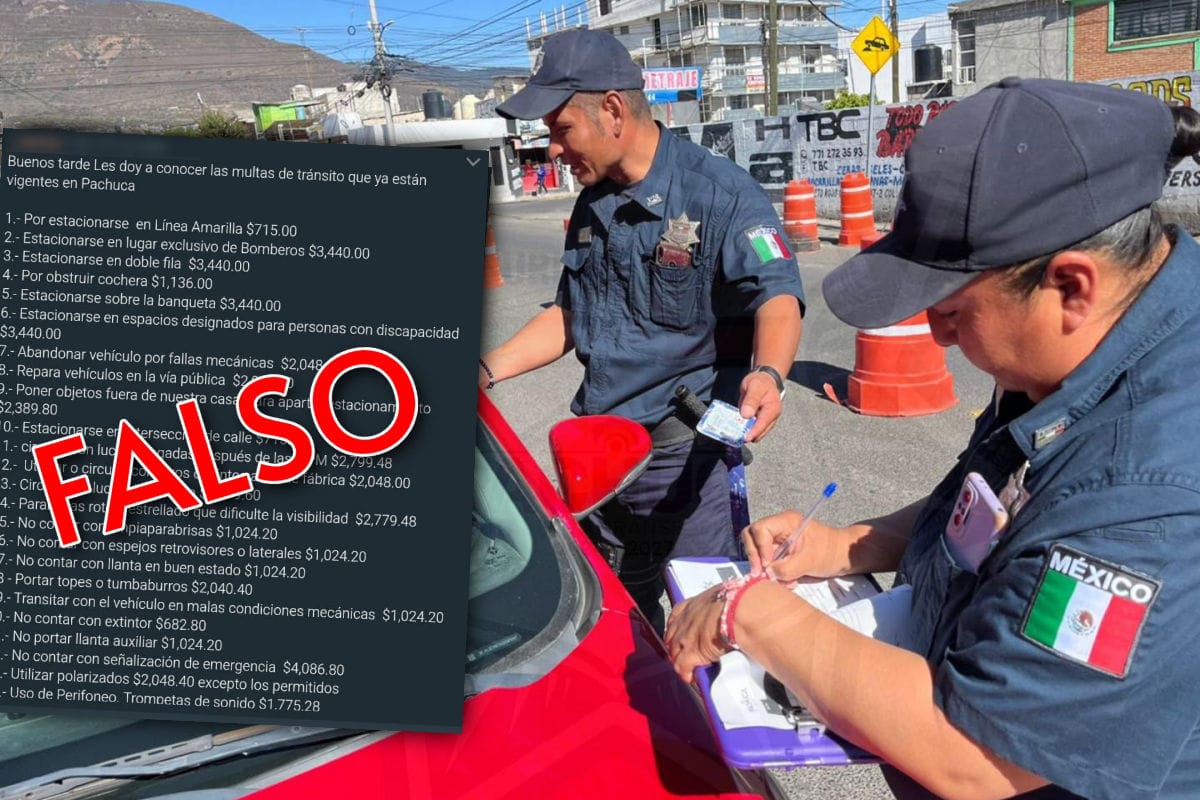 Circula supuesto nuevo tarifario de multas en Pachuca; es falso