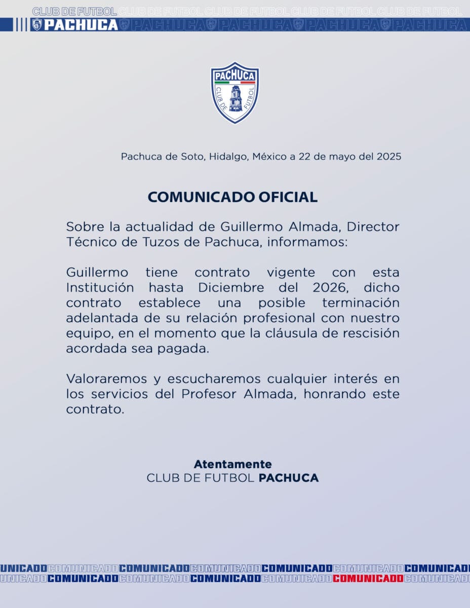 Trasciende renuncia de Guillermo Almada en los Tuzos; 'tiene contrato vigente', responde el club 5 Trasciende renuncia de Guillermo Almada en los Tuzos; 'tiene contrato vigente', responde el club