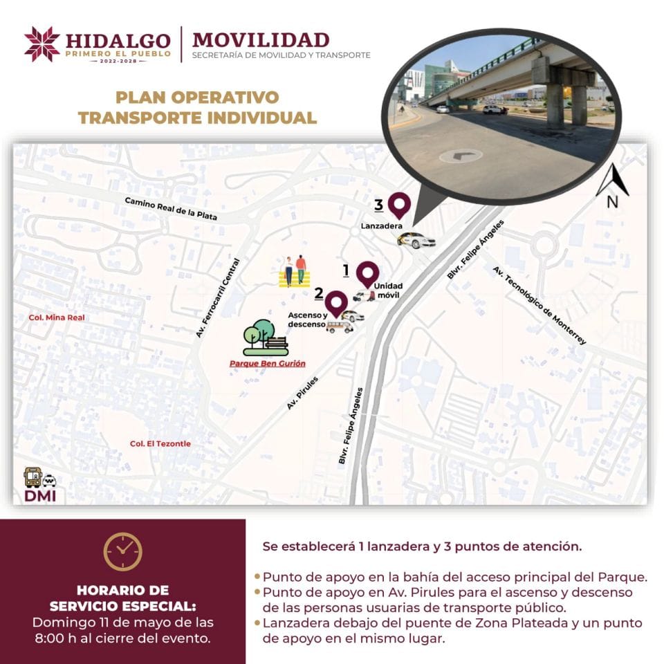 Parque Cultural Hidalguense: habilitarán lanzadera y puntos para ascenso y descenso de taxis 5 Parque Cultural Hidalguense: habilitarán lanzadera y puntos para ascenso y descenso de taxis