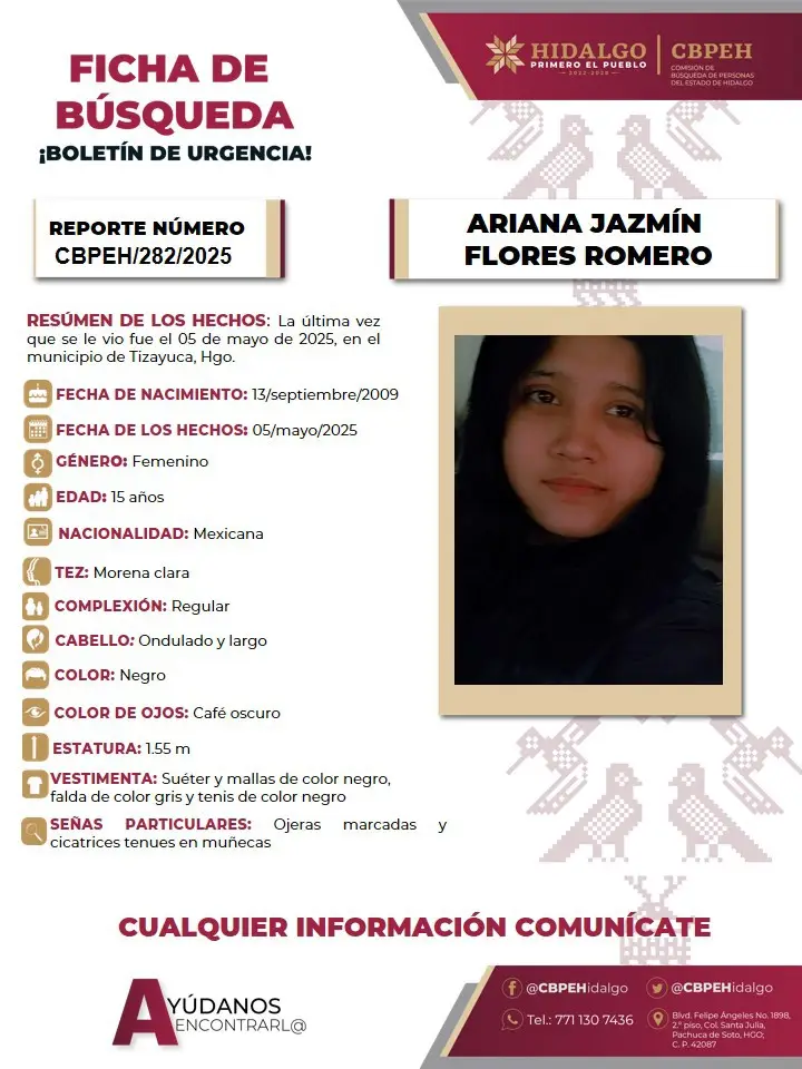 Piden ayuda para localizar a Ariana, quinceañera desaparecida en Tizayuca 5 Piden ayuda para localizar a Ariana, quinceañera desaparecida en Tizayuca