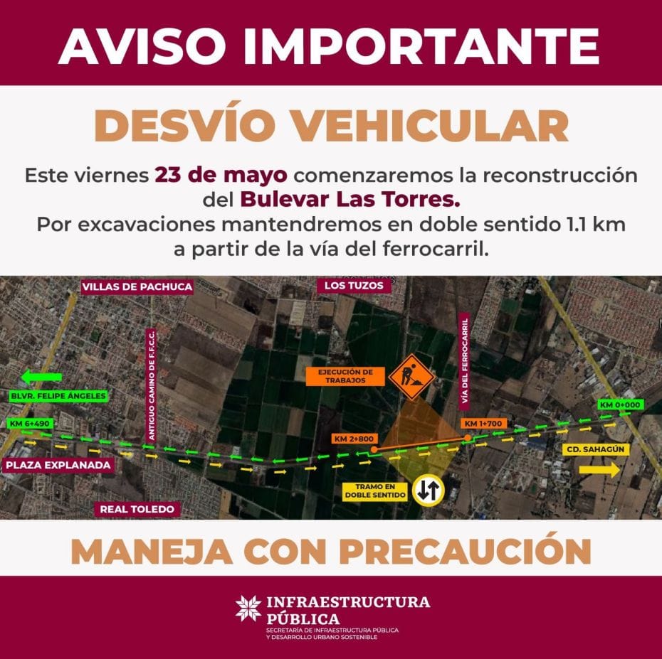 Comienzan obras de reconstrucción del bulevar Las Torres; hay desvío vehicular 5 Comienzan obras de reconstrucción del bulevar Las Torres; hay desvío vehicular
